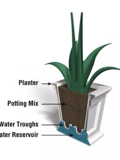 Fairfield Self-Watering Square Planter, 16” X 16” -Gardeners Sale Shop 8611695 18V tif
