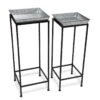 Square Nesting Plant Stands With Galvanized Trays, Set Of 2