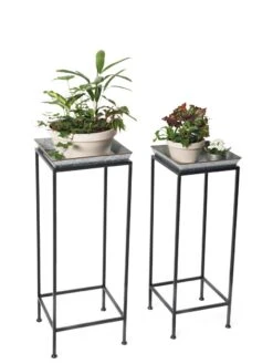 Square Nesting Plant Stands With Galvanized Trays, Set Of 2 -Gardeners Sale Shop 8611976 7298 tif