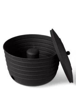 Matte Black Ribbed Hose Pot With Lid -Gardeners Sale Shop 8611991 5868 tif