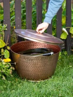Hammered Copper Hose Pot With Lid 12 Hammered Copper Hose Pot With Lid -Gardeners Sale Shop 8613311 0010